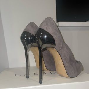 Casadei blade grey suede pumps